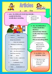 English Worksheet: Articles - an Introduction