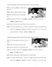 English worksheet: Gerund Infinitive Dialogue 