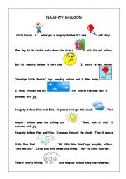 English Worksheet: naughty balloon