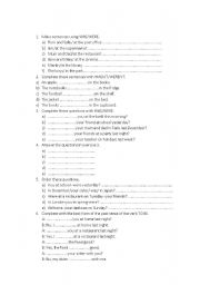 English Worksheet: WAS/WERe