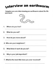 English Worksheet: soil  earthworm