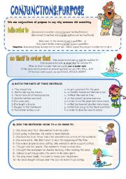 English Worksheet: CONJUNCTIONS OF PURPOSE