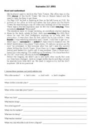 English Worksheet: SEPTEMBER 11th 2001