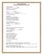 English Worksheet: Past simple - beatles, yellow submarine song