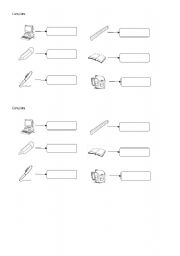 English worksheet: school objects