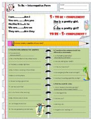 English Worksheet: Exercise - To Be - Interrogatrive