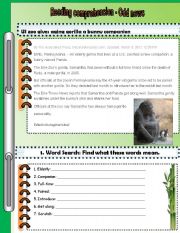 English worksheet: Reading comprehension - Odd news - The gorilla and the bunny