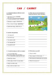 English Worksheet: CAN/CANNOT