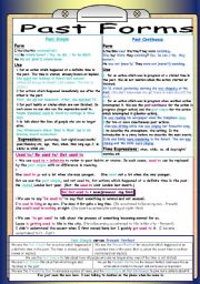 English Worksheet: Past  Tenses - Grammar