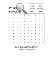English worksheet: Toys Word Search Puzzle