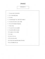 English worksheet: Food