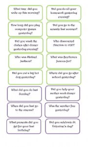 Past Simple Speaking cards - ESL worksheet by marceliasesl