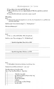 English Worksheet: Shakespeare in love