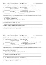 English Worksheet: connectives of reasons