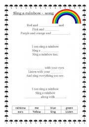 English Worksheet: I can sing a rainbow