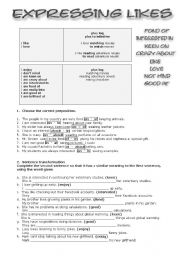 English Worksheet: Expressing Likes