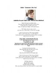 English Worksheet:  Adele Someone Like You