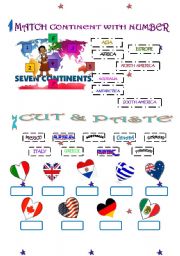 English Worksheet: CONTINENTS / COUNTRIES / NATIONALITIES 