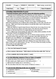 English Worksheet: 7th grade exam