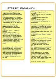 English Worksheet: LITTLE RED RIDING HOOD BY ROALD DAHL