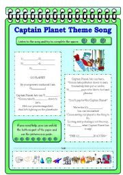 English Worksheet: Captain Planet theme song worksheet