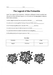 English worksheet: the legend of the poinsettia