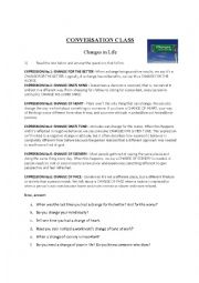 English Worksheet: Conversation Class Topic: Change