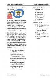 English Worksheet: cont. of the test about present simple and past