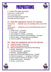 English Worksheet: preposition