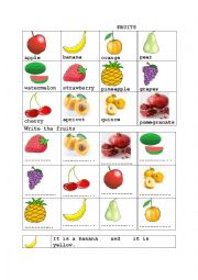 English Worksheet: fruits