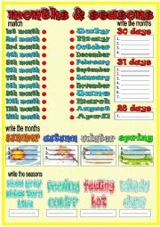 English Worksheet: months & seasons