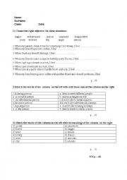 English Worksheet: feelings