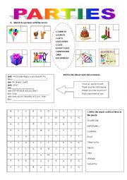 English Worksheet: Parties