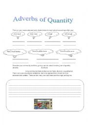 English Worksheet: quantity adverbs