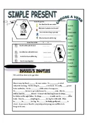 English Worksheet: RUSSELS ROUTINE SIMPLE PRESENT
