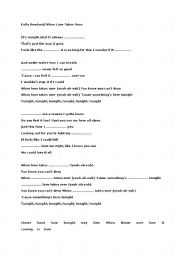 English worksheet: Kelly Rowland/When Love Takes Over Song Worksheet