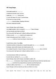 English worksheet: Will Young/Changes Song Worksheet