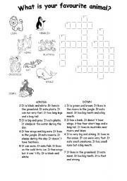 English Worksheet: Animal crossword
