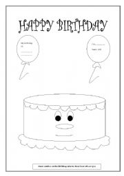 English Worksheet: Birthday Cake