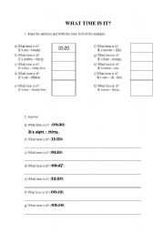 English worksheet: What time is it?