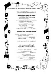 English worksheet: song shalalalala