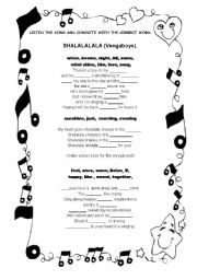 English Worksheet: song shalalalala