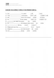 English worksheet: present simple