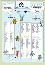 English Worksheet: Homonyms