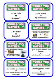 English Worksheet: Would you rather.....?