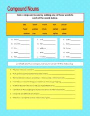 English Worksheet: Compound Nouns