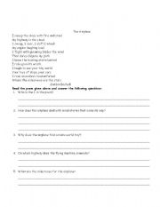 English worksheet: The Airplane