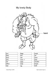 English Worksheet: My lovely body