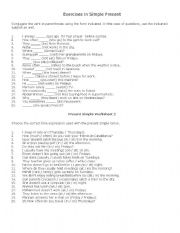 English Worksheet: worksheet using simple present