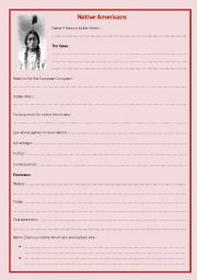 English Worksheet: Native Americans